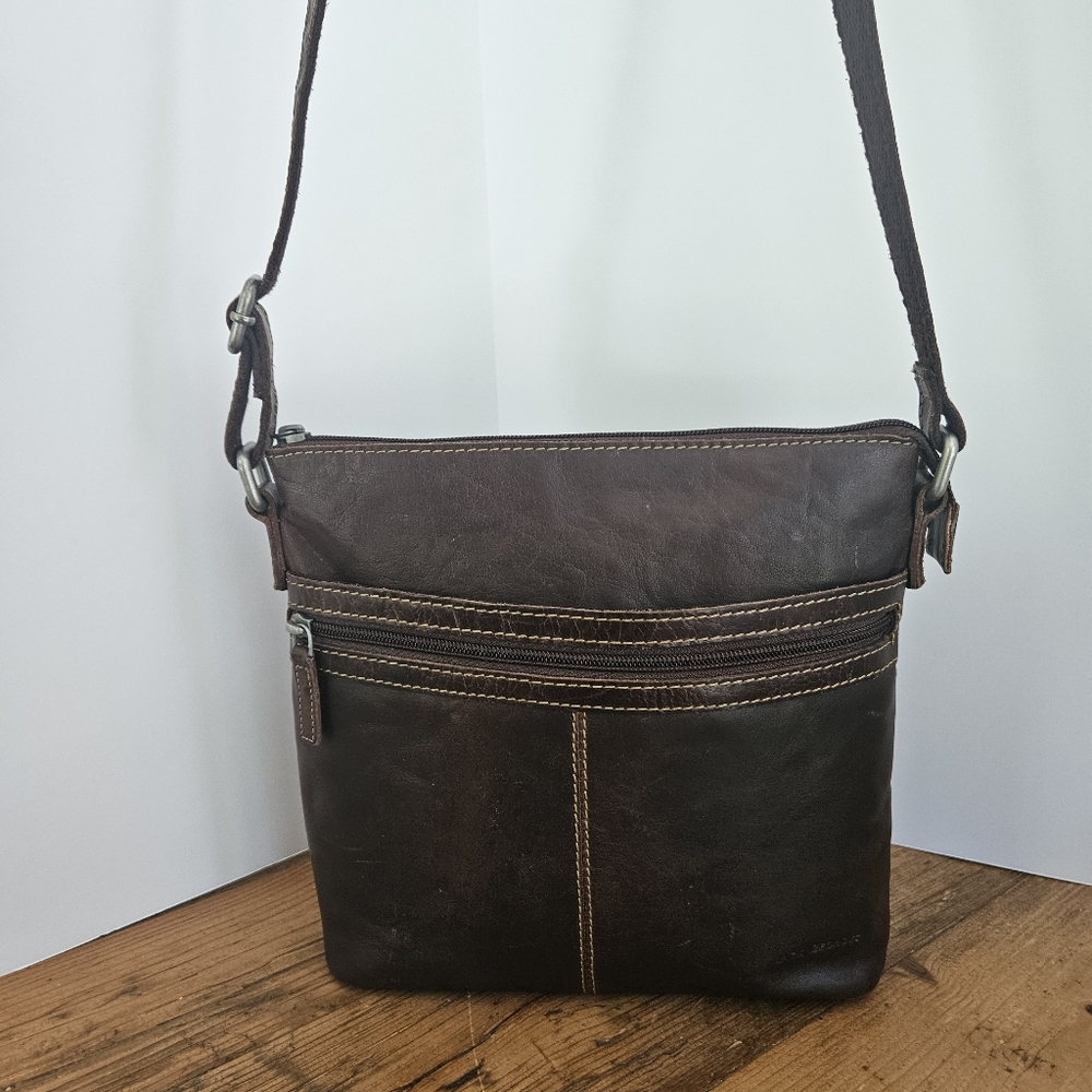 Jack Georges Voyager City Crossbody Bag Dark Brown Leather Purse